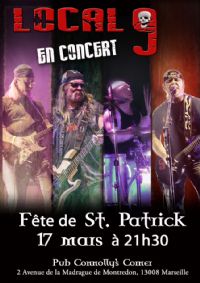St Patrick's Day / Local 9 en concert. Le vendredi 17 mars 2017 à MARSEILLE. Bouches-du-Rhone.  21H00